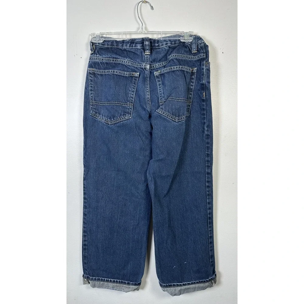 Old Navy Kids Loose Ample Blue Jeans 12 Husky Denim Cotton Zip Flat Front